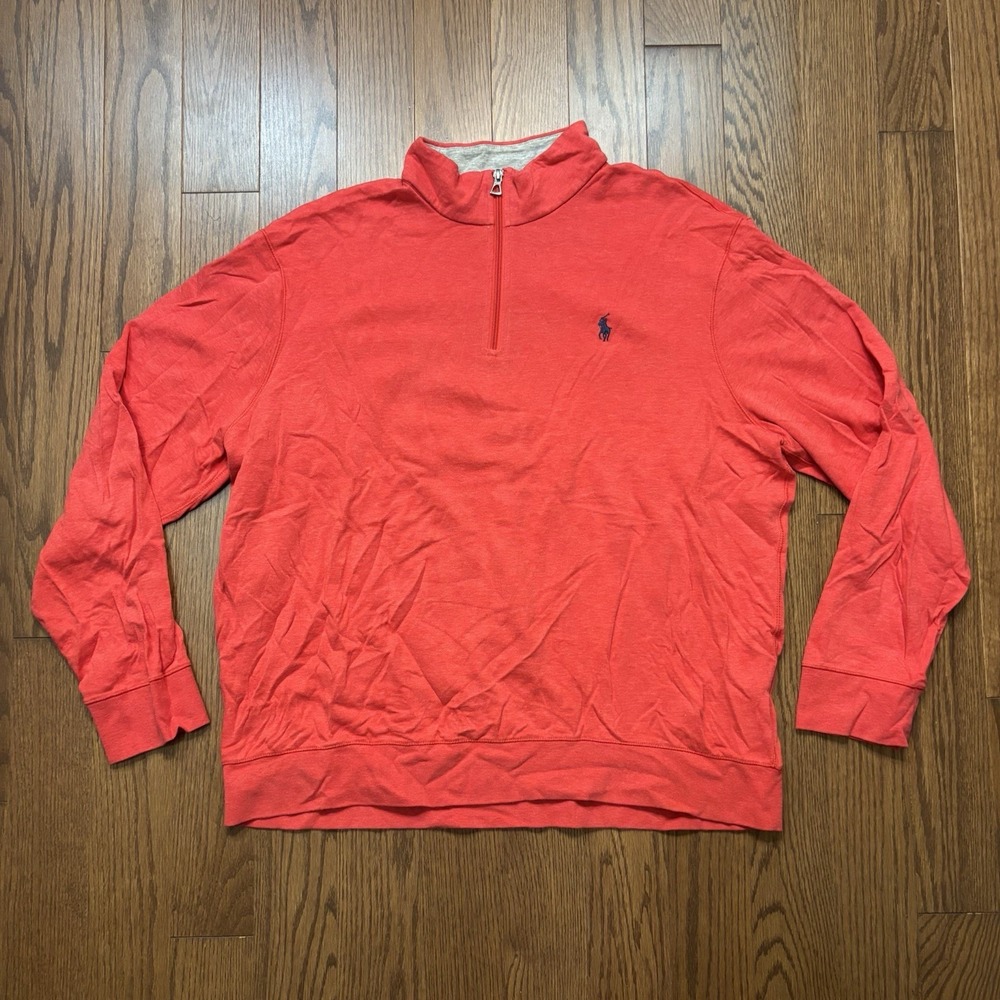 Vintage Polo Ralph Lauren 1/4 Zip Sweater Red Men's XL Y2K Preppy Ivy Wear